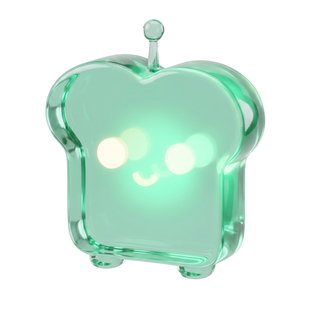 Glass Pons Bread mascot floating