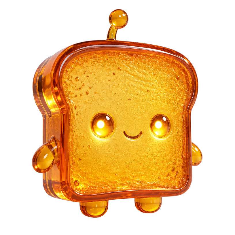 Toast Bread glass mascot